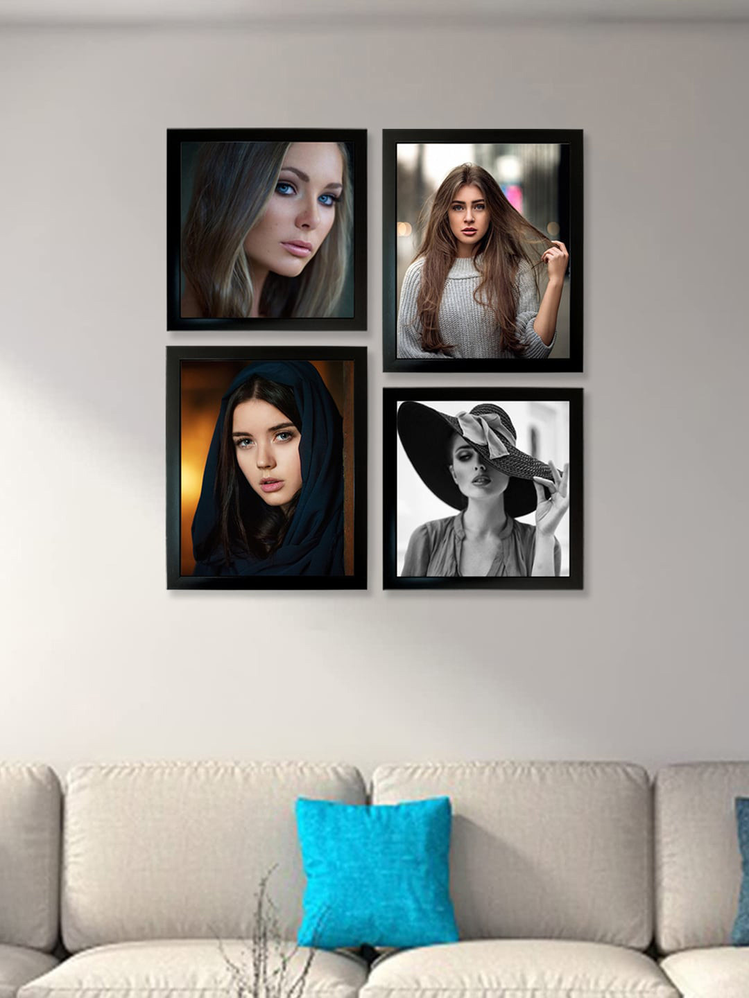 Kuber Industries Black 4 Pieces Collage Pictures Wooden Photo Frames