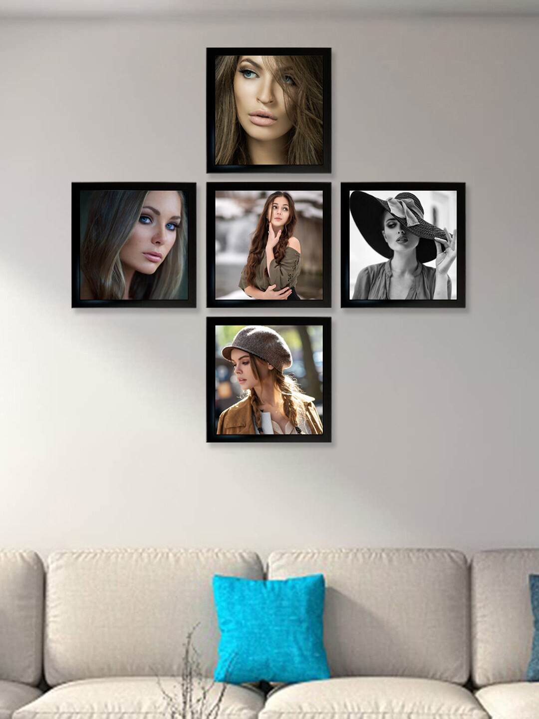 Kuber Industries 5 Pcs Black Collage Pictures Wooden Photo Frames