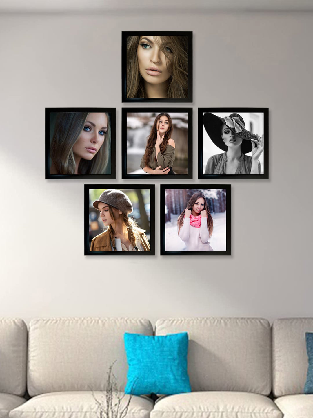 Kuber Industries Black 6 Pieces Wooden Collage Photo Frames