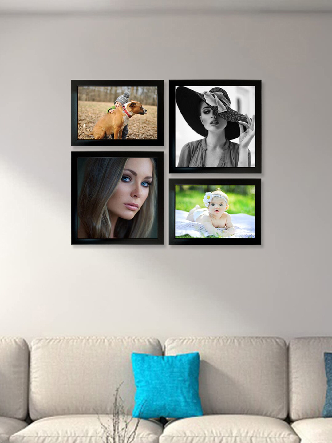 Kuber Industries Black 4 Pieces MDF Wooden Collage Photo Frames