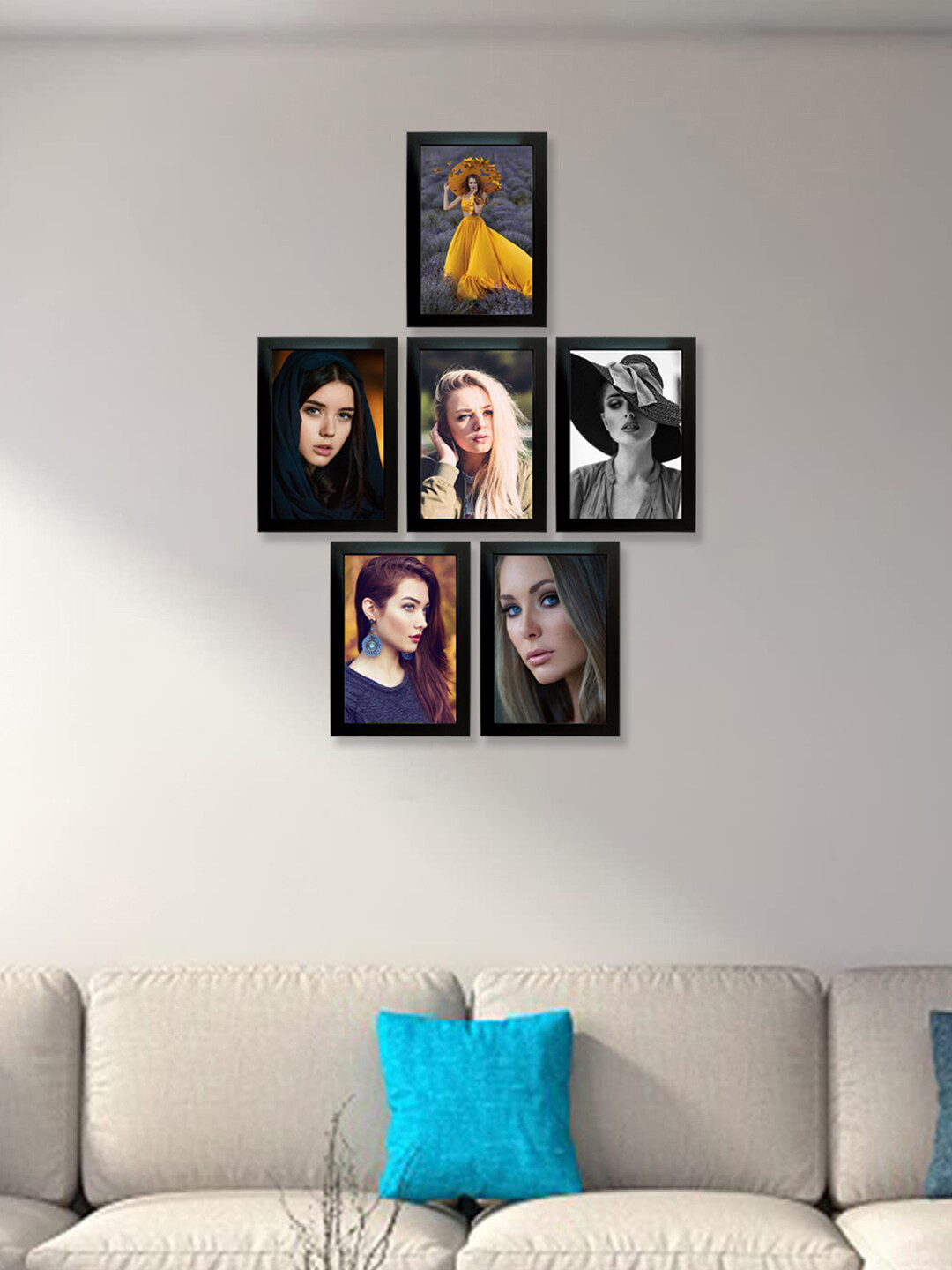 Kuber Industries Black 6 Pieces Collage Pictures Wooden Photo Frames