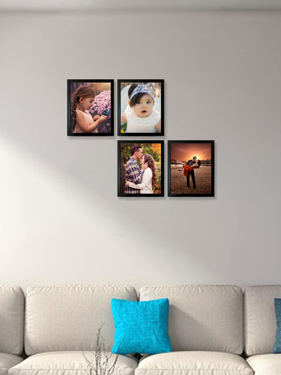 Kuber Industries Black 4 Pieces Collage Pictures Wooden Photo Frames