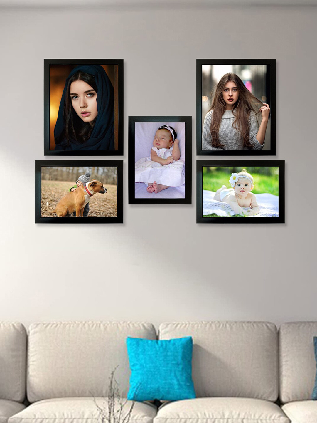 Kuber Industries Black 5-Pieces Collage Picture Wooden Photo Frames