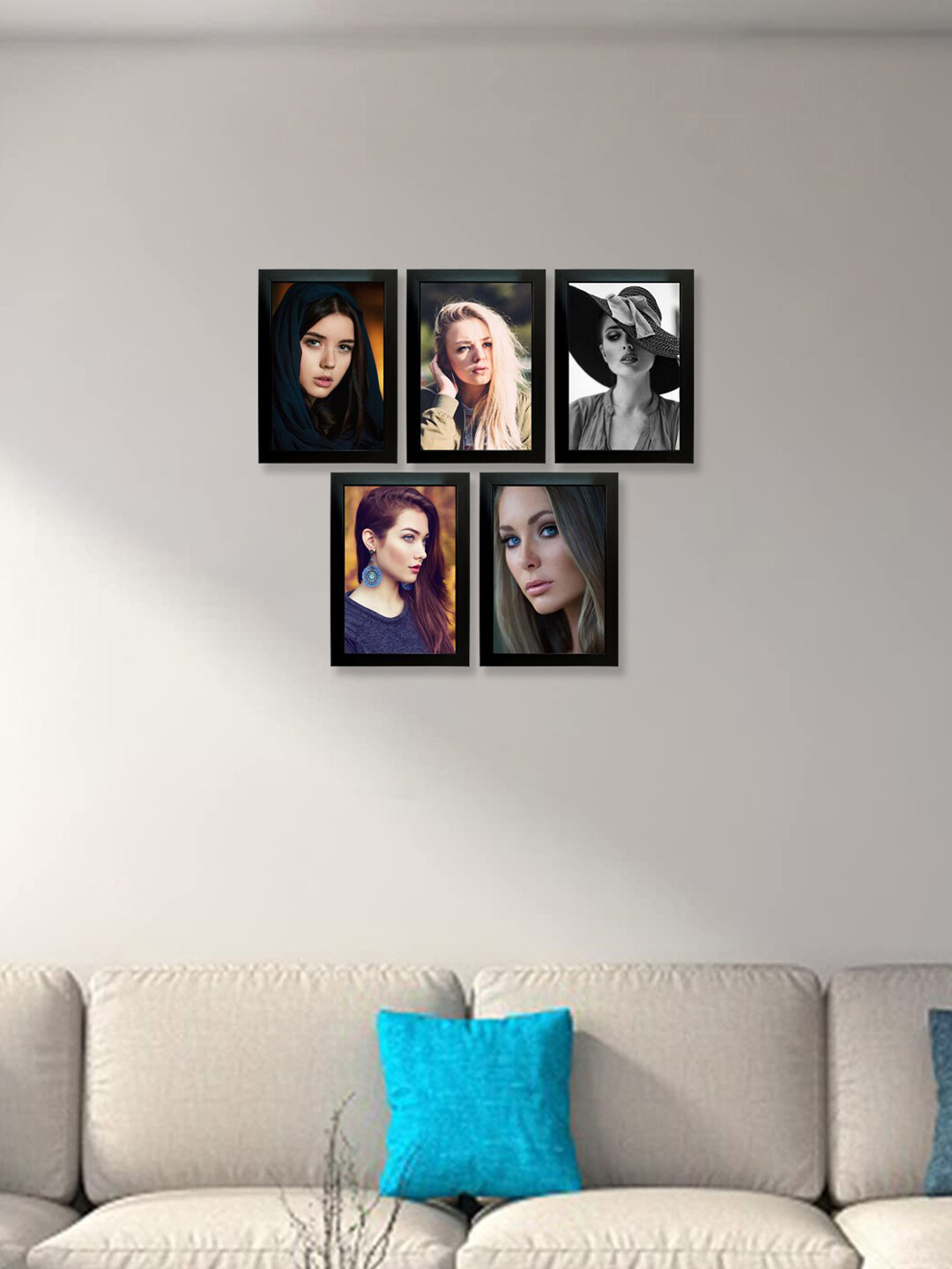 Kuber Industries Black 5 Pieces Collage Pictures Wooden Photo Frames