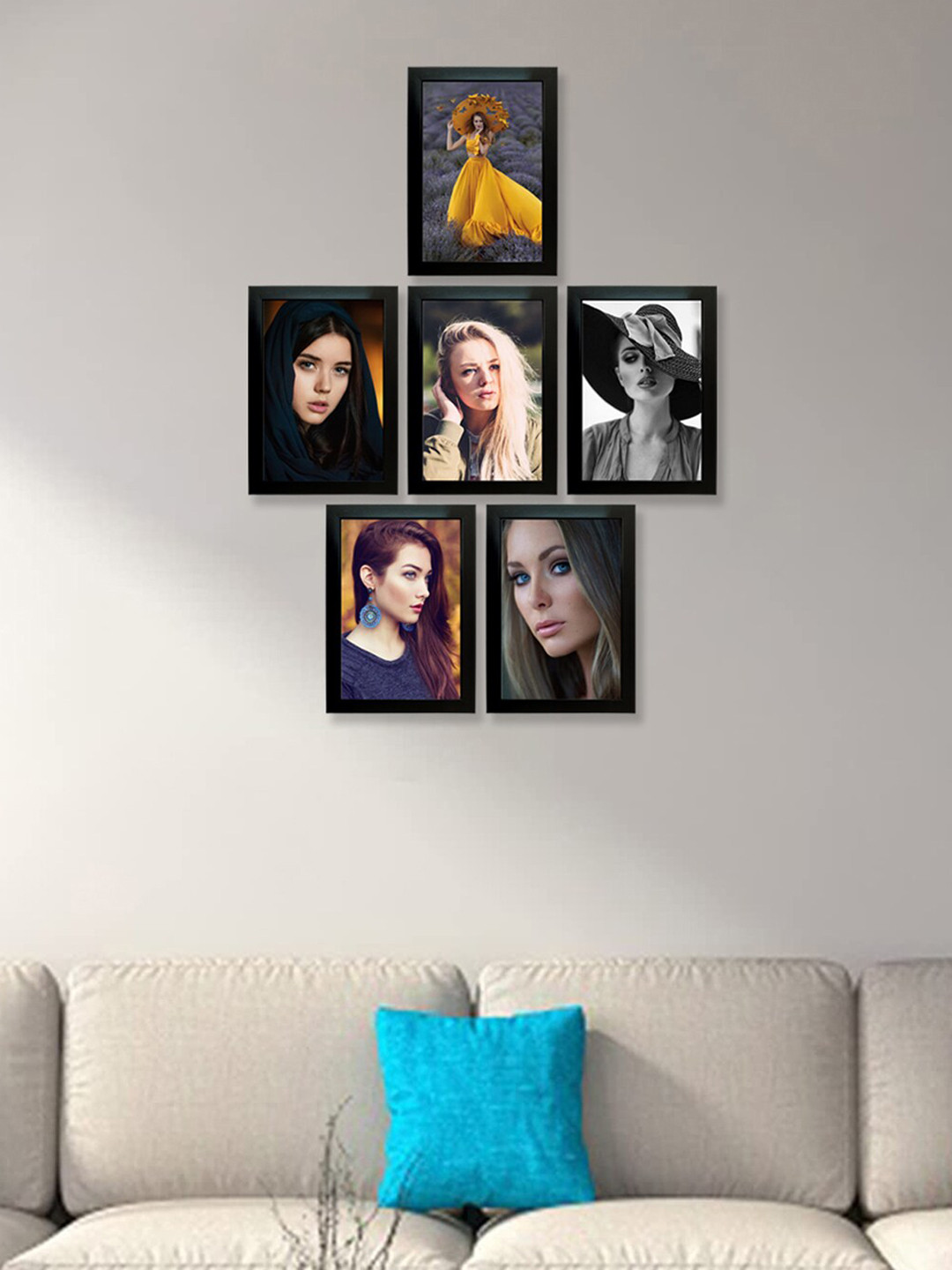 Kuber Industries Black 6 Pieces Collage Pictures Wooden Photo Frames