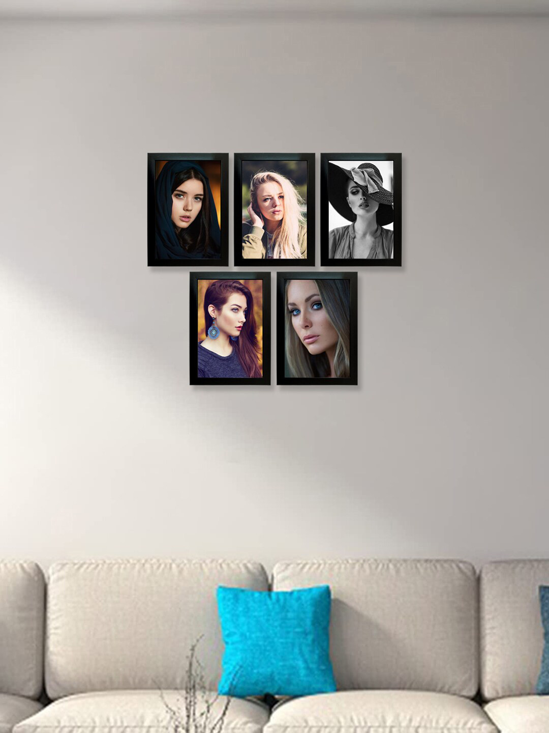 Kuber Industries Black 5-Pieces Collage Picture Wooden Photo Frames