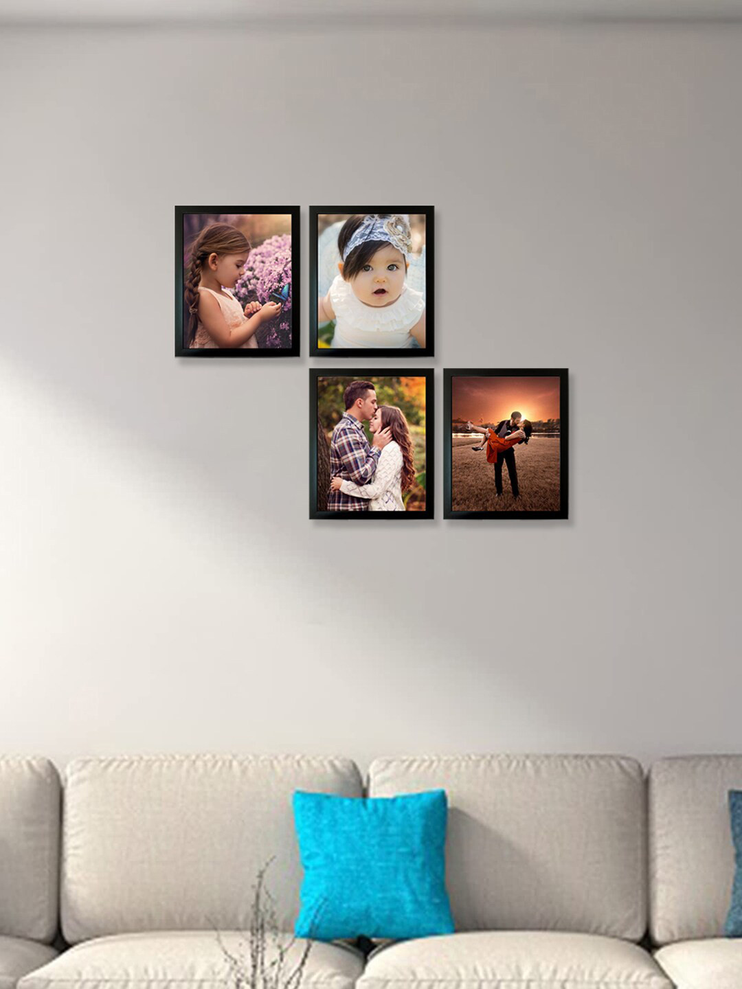 Kuber Industries Black 4-Pieces Collage Picture Wooden Photo Frames