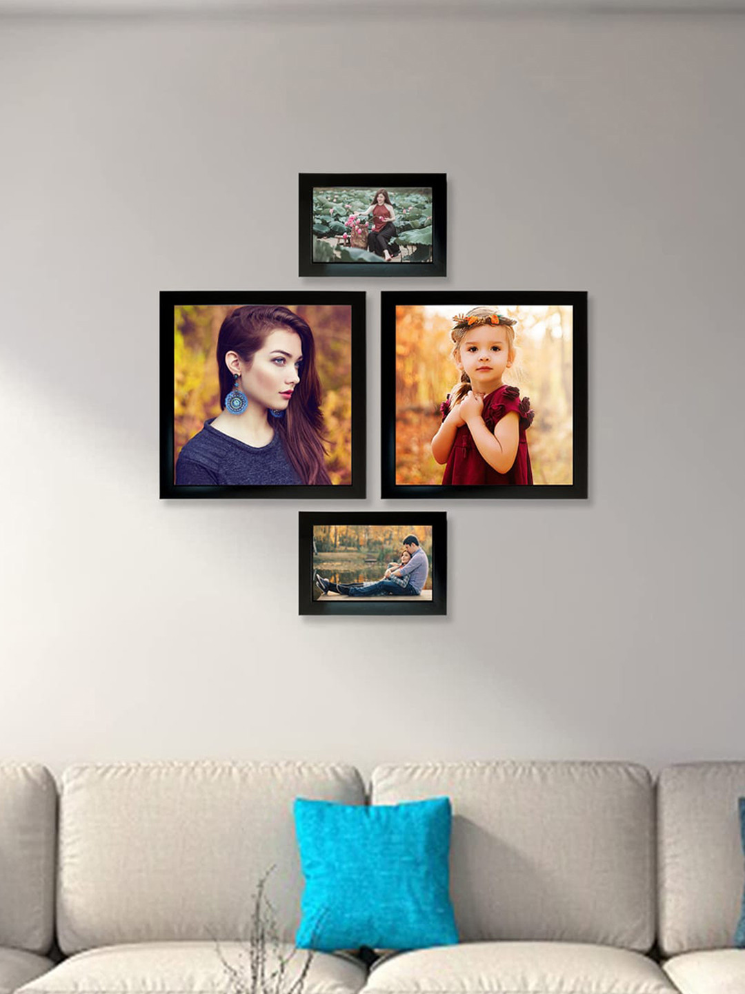 Kuber Industries 4-Pcs Black Collage Photo Frames