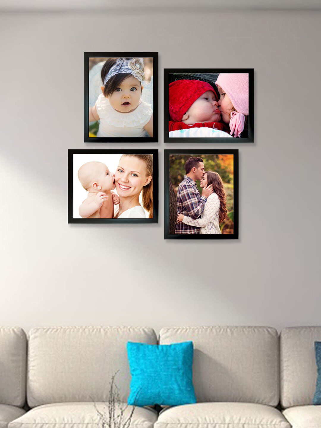 Kuber Industries Black 4 Pieces Wooden Collage Photo Frames