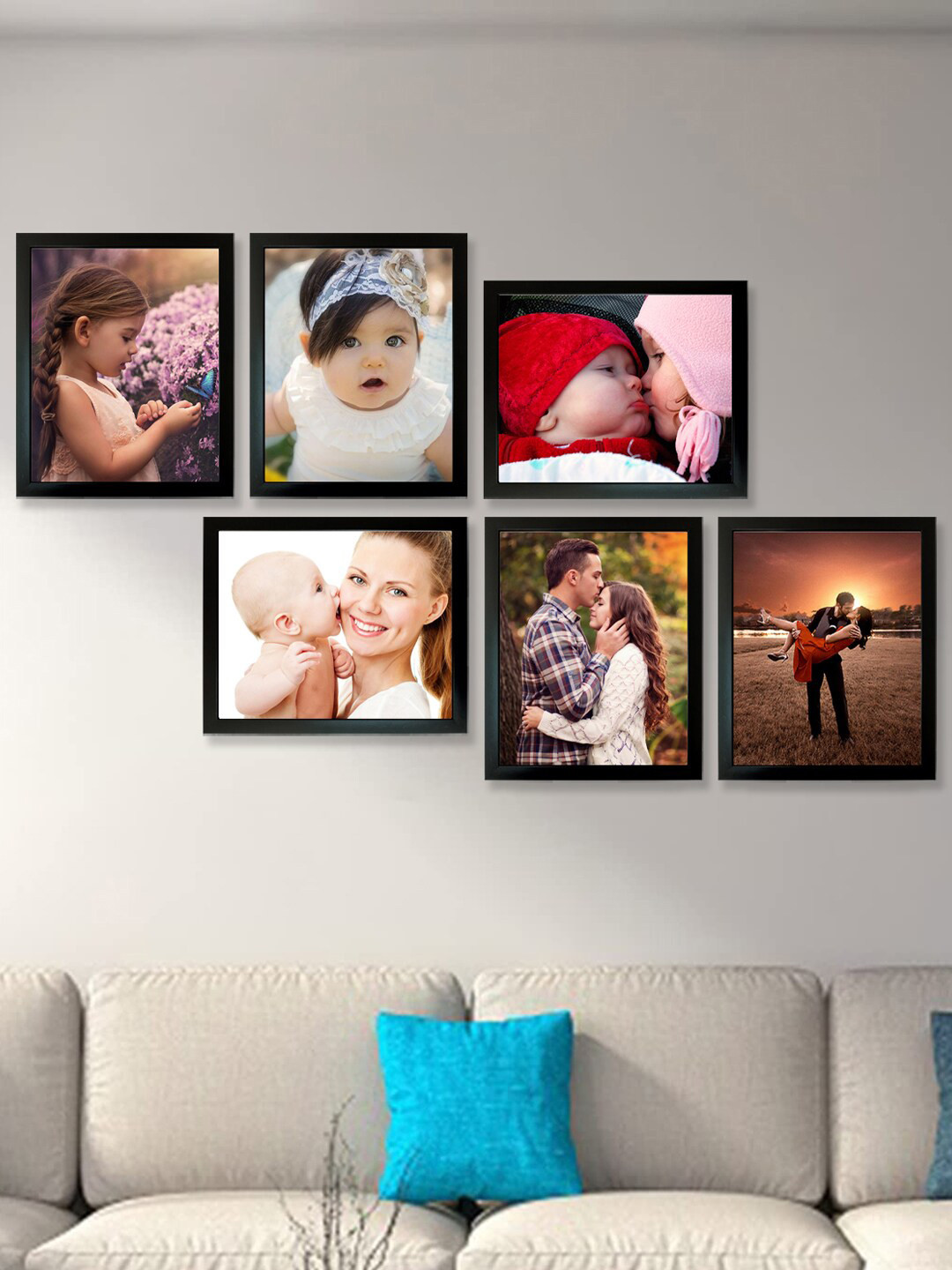 Kuber Industries 6 Pcs Black Collage Pictures Wooden Photo Frames