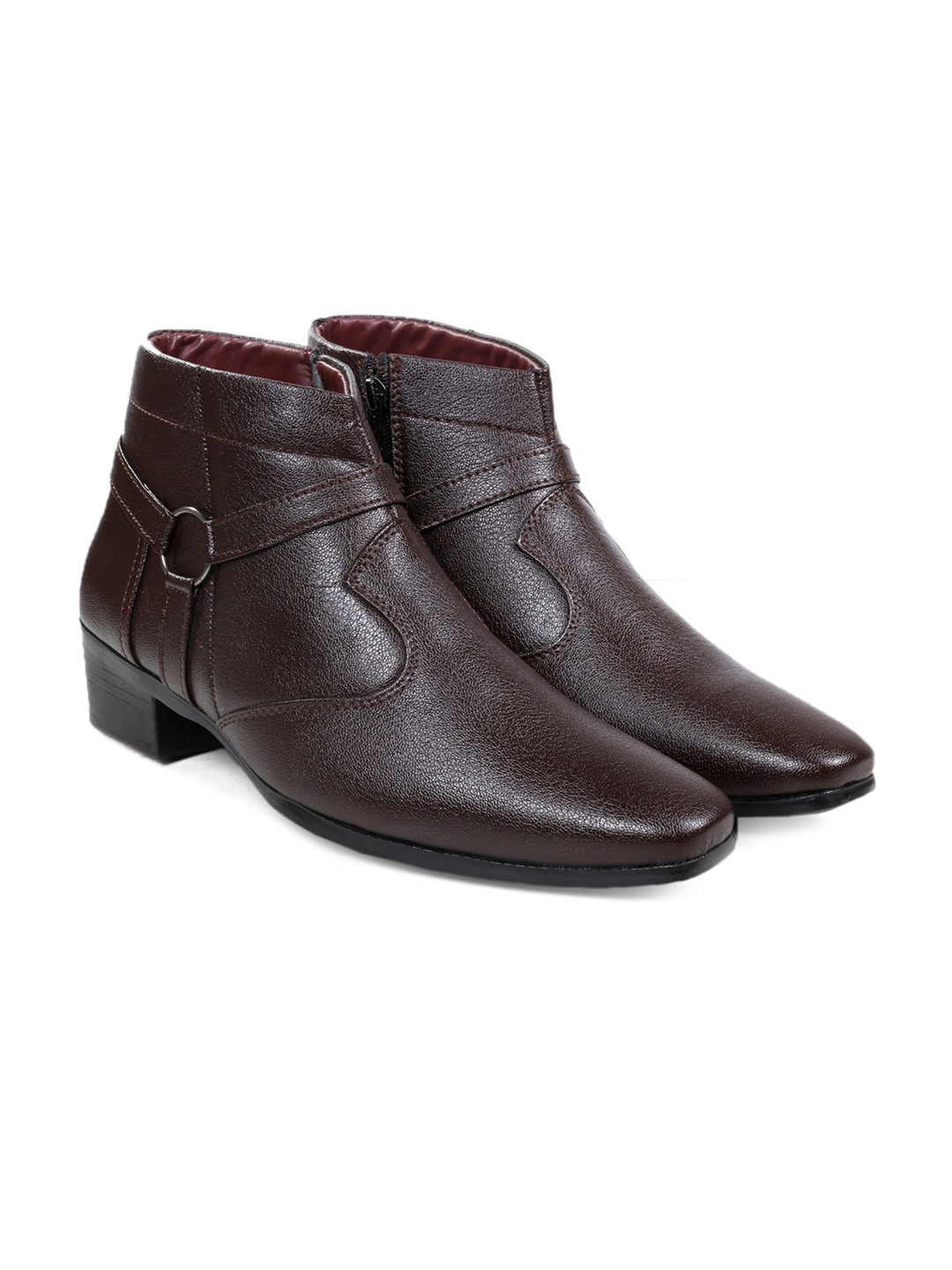 Bxxy Men Textured Mid Top Height Increasing Formal Boots