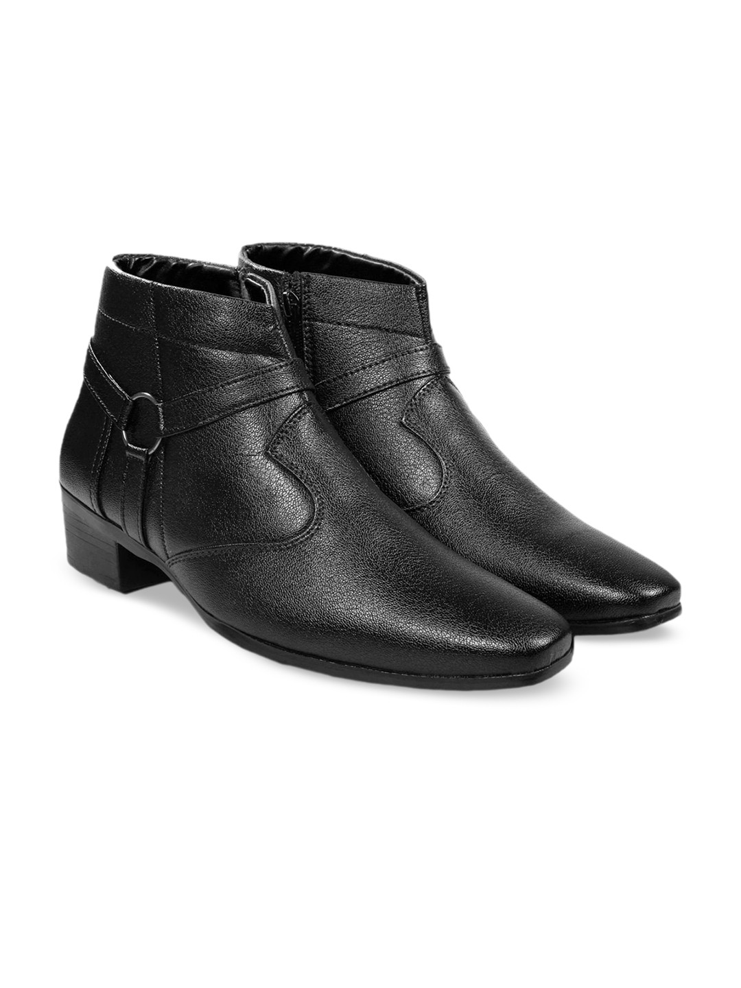 Bxxy Men Textured Mid Top Height Increasing Foraml Boots