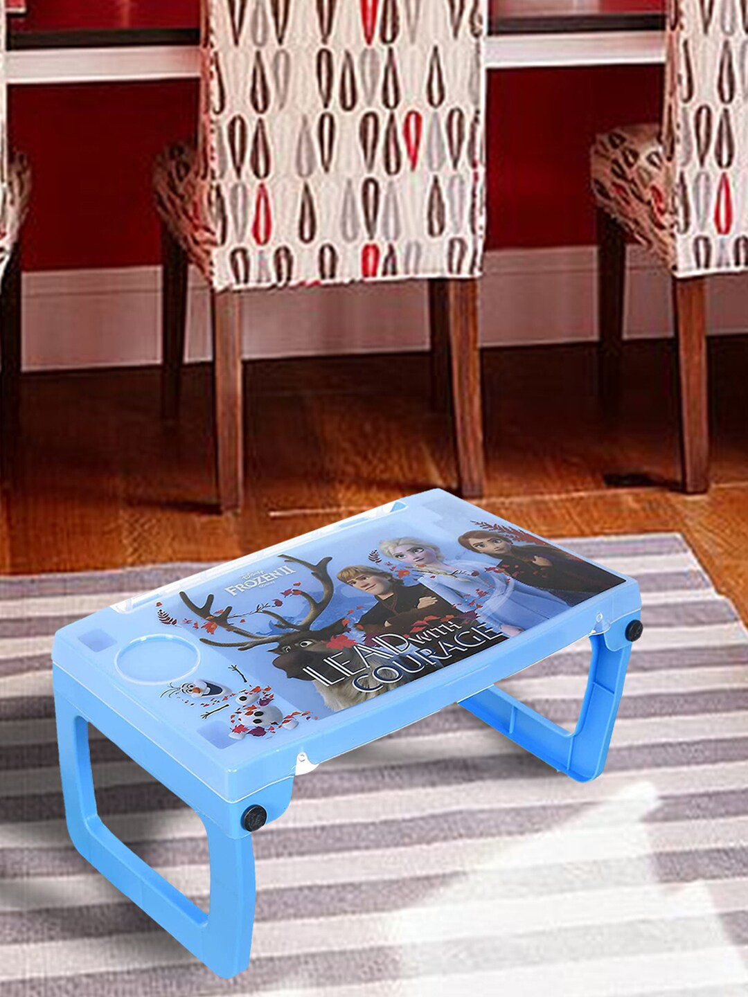 Kuber Industries Blue Frozen Printed Laptop Table
