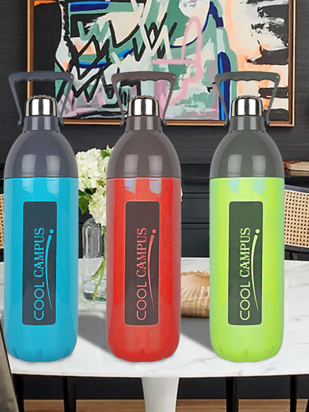 Kuber Industries Assorted Typography Plastic Spill Proof 2 Piece Water Bottle - 2.2L