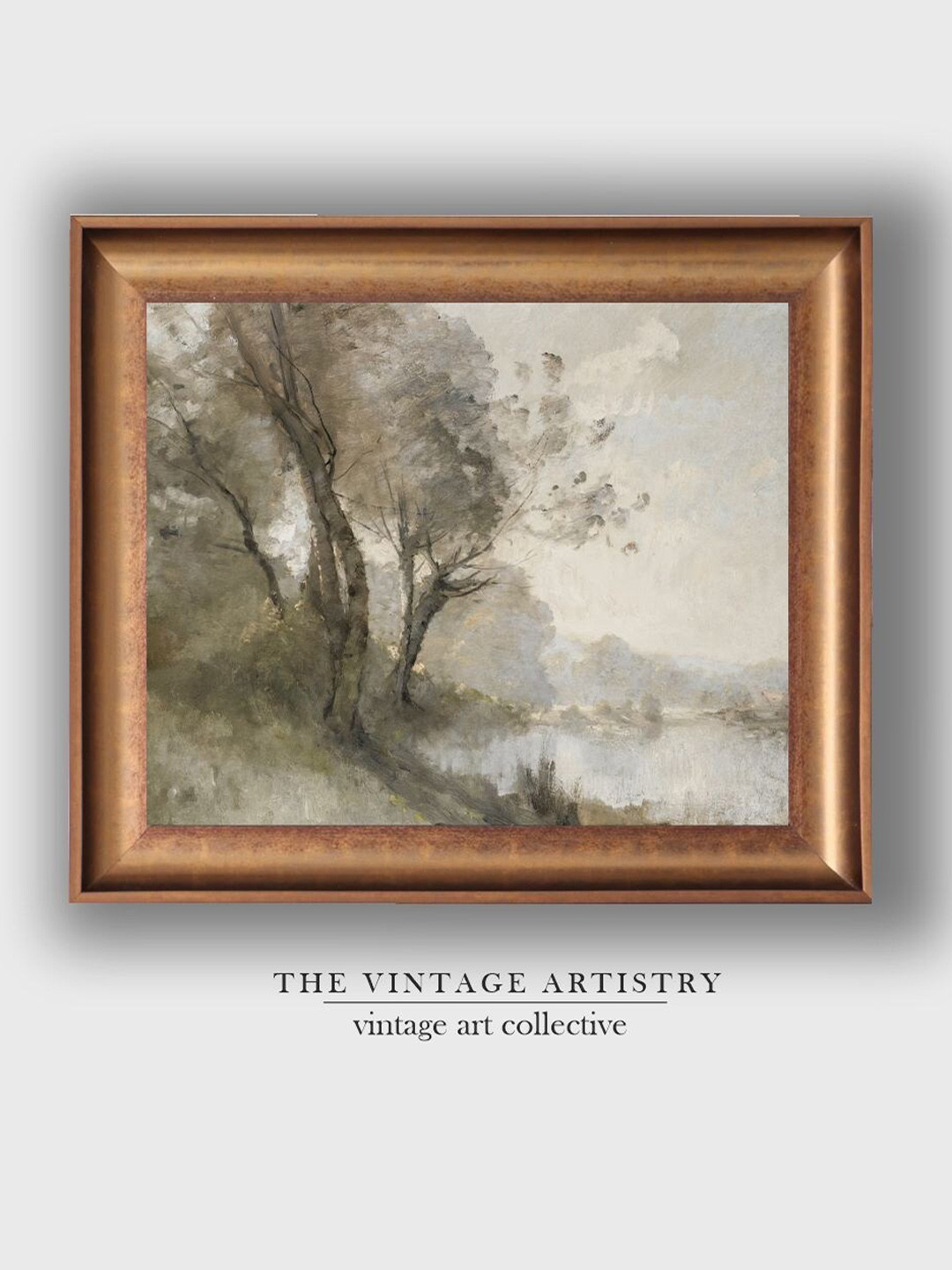 THE VINTAGE ARTISTRY Brown River Painting Wall Art
