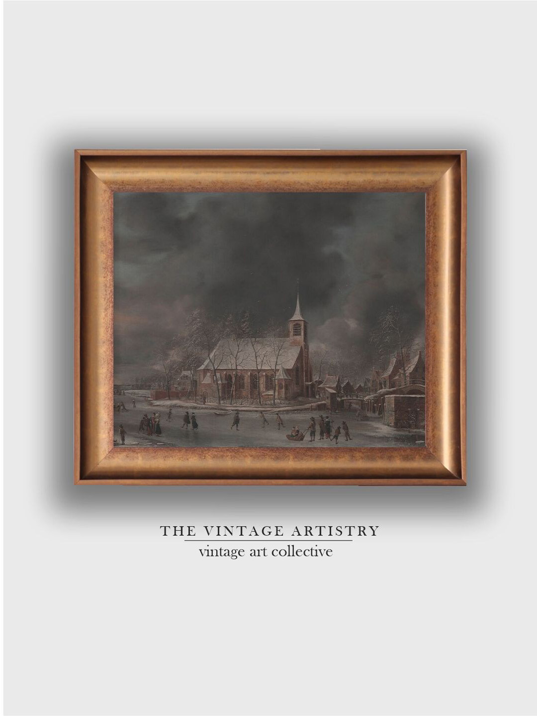 THE VINTAGE ARTISTRY Grey & Brown Vintage Winter City Wall Art