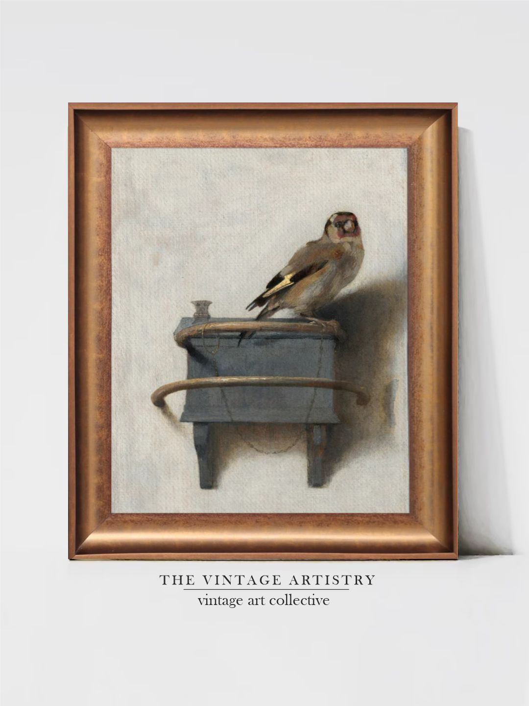 THE VINTAGE ARTISTRY Beige & Grey Vintage Bird Printed Framed Wall Art