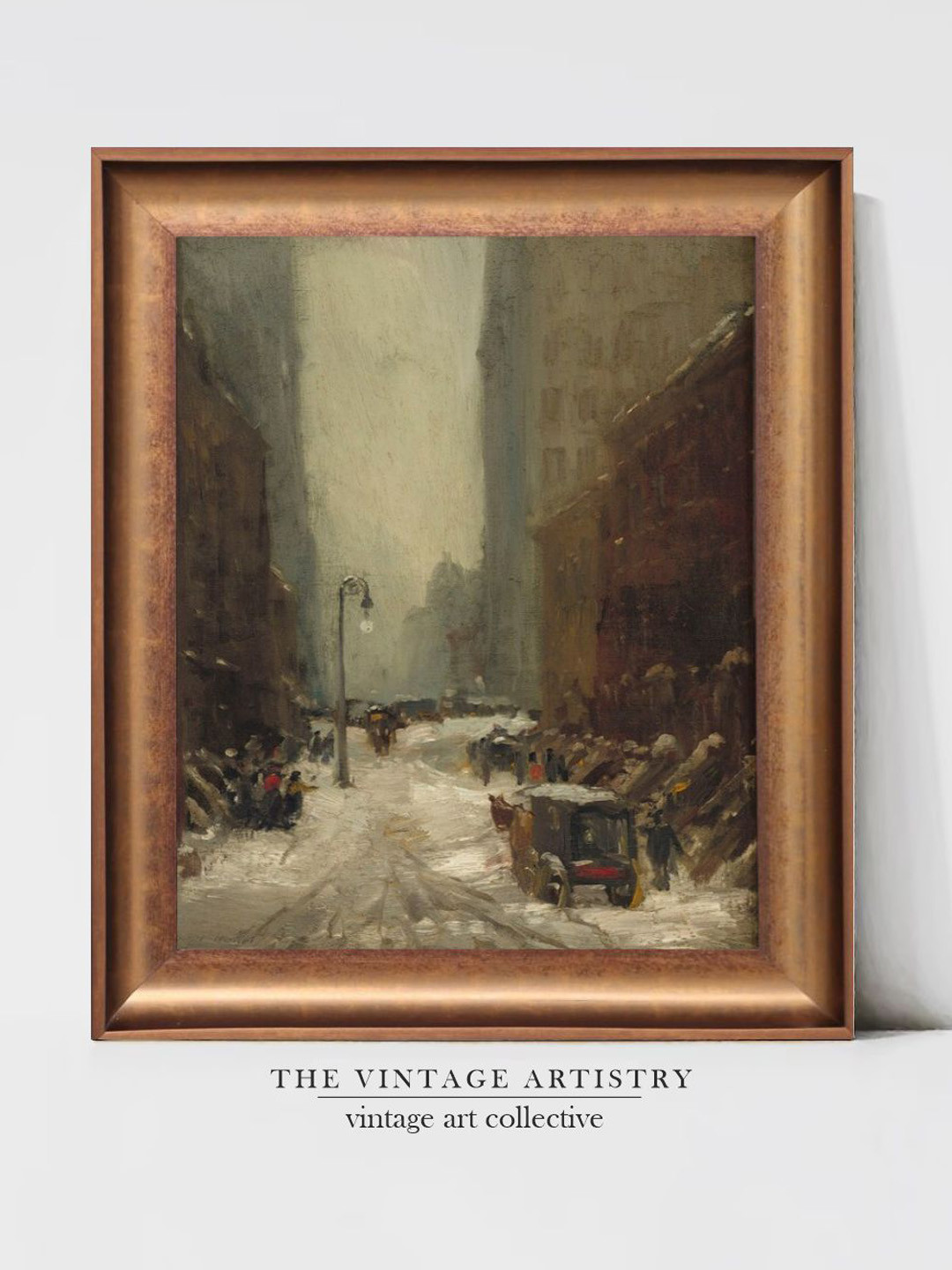THE VINTAGE ARTISTRY Brown & Green Snow In New York Printed Wall Art