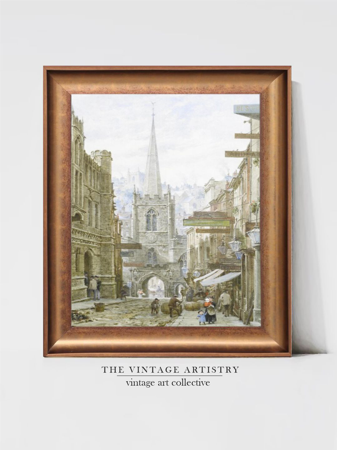 THE VINTAGE ARTISTRY Green & Brown Church Vintage Wooden Framed Wall Art