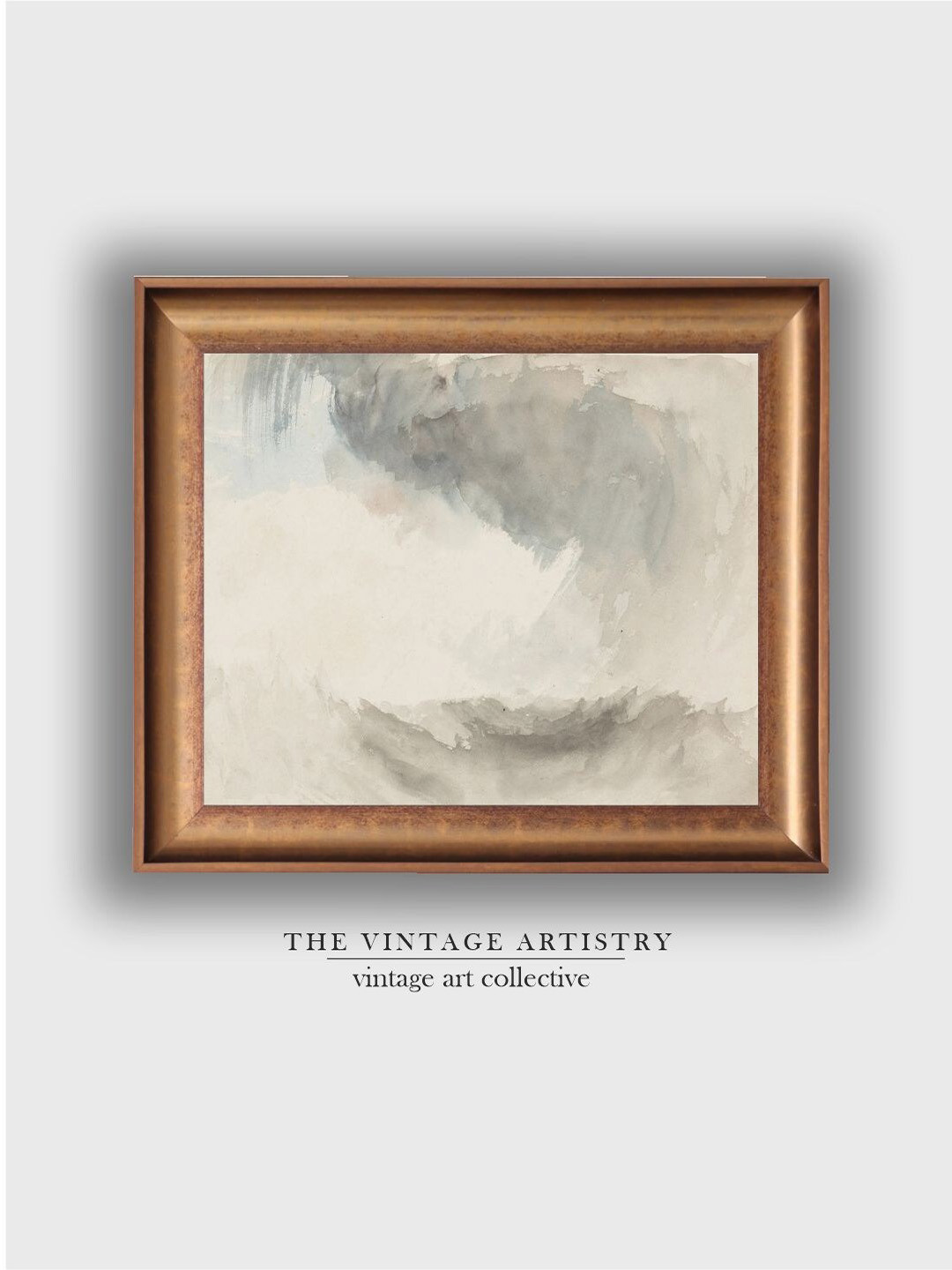 THE VINTAGE ARTISTRY Brown & White Large Vintage Muted Wooden Framed Wall Painting