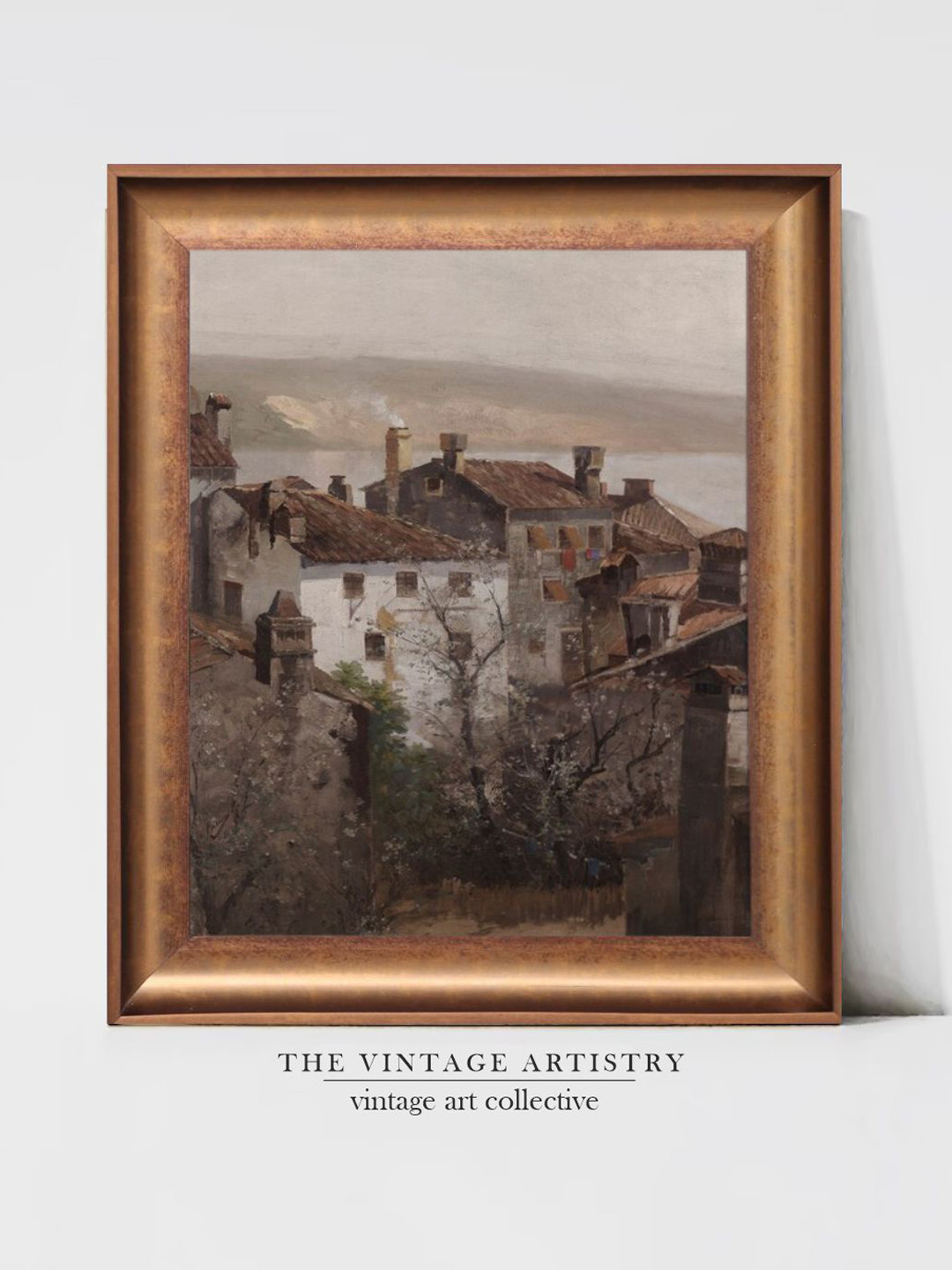 THE VINTAGE ARTISTRY Moody European Canvas Wall Rectangle Paintings Wall Art -15 x 21 In