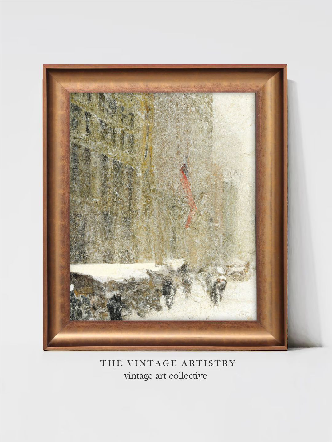 THE VINTAGE ARTISTRY Winter Cityscape Canvas Wall Rectangle Paintings Wall Art -21 x 15 In