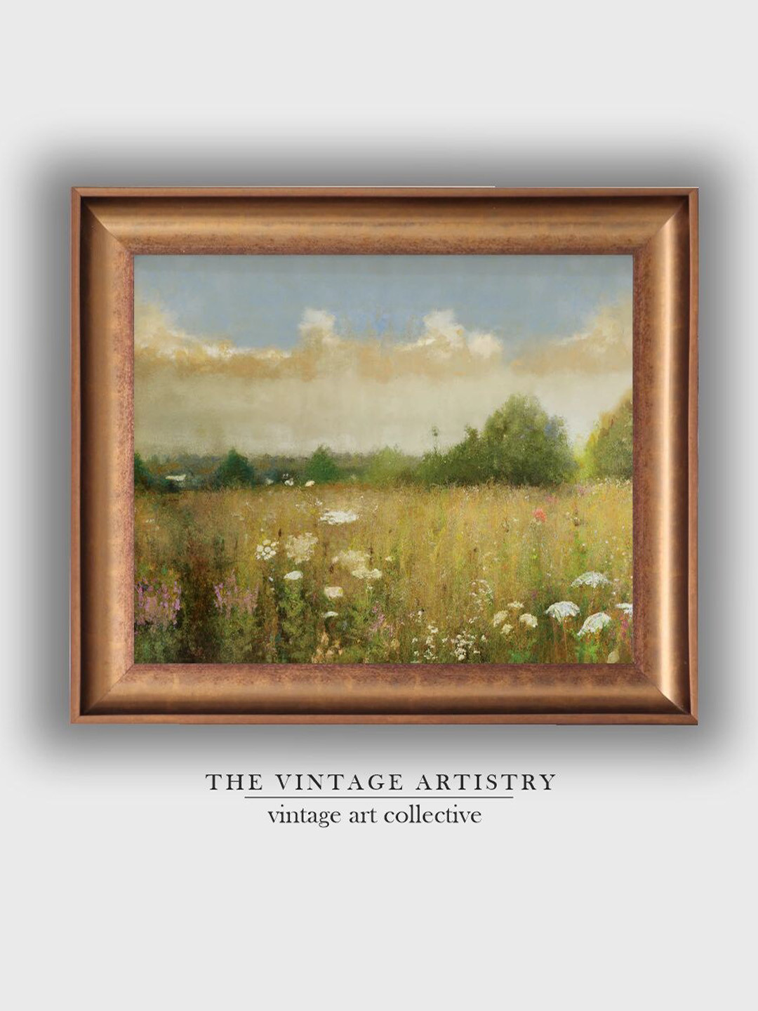 THE VINTAGE ARTISTRY Brown & Blue Flowers Framed Wall Art