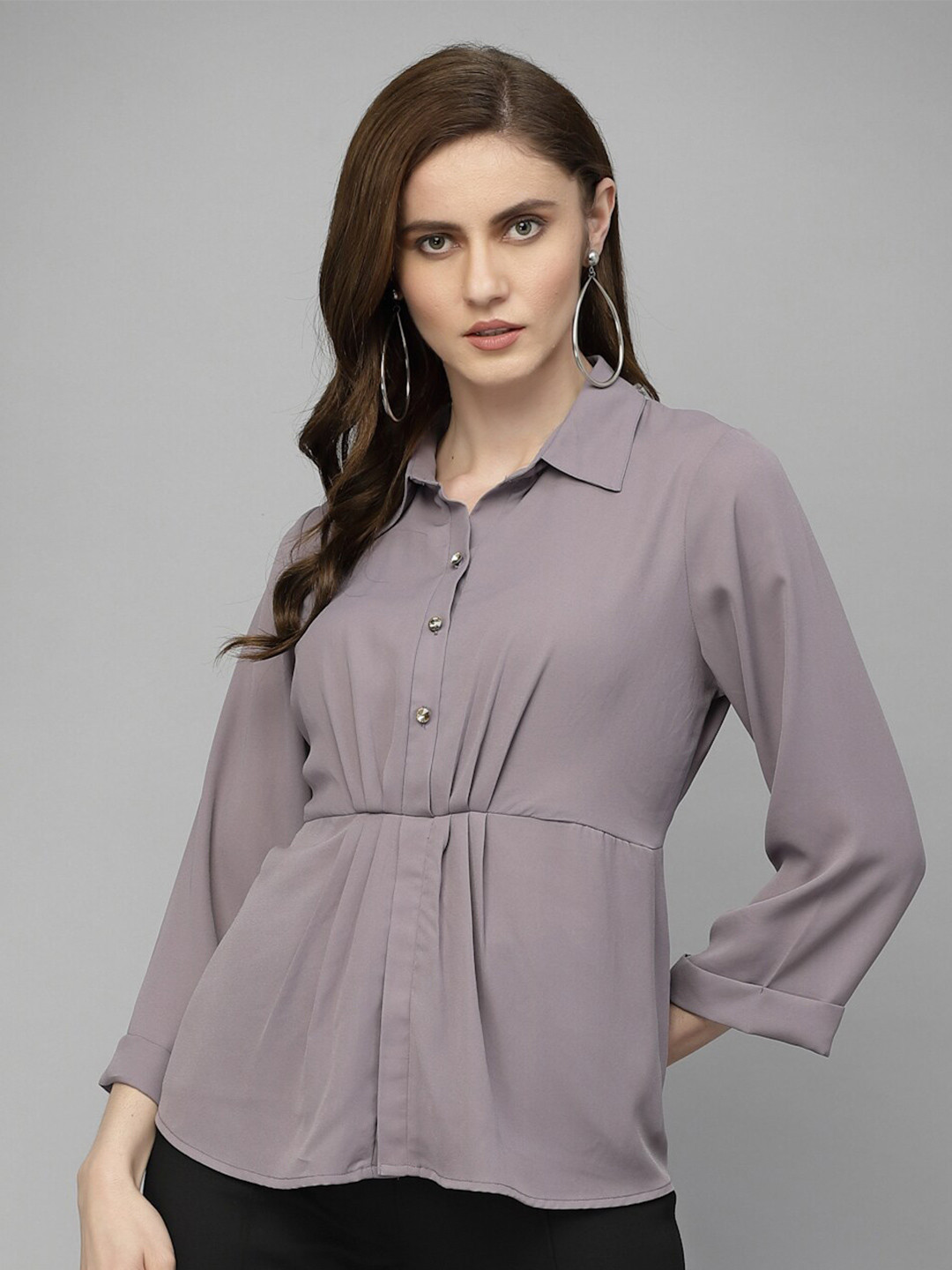 Gipsy Shirt Collar Pleated Tops