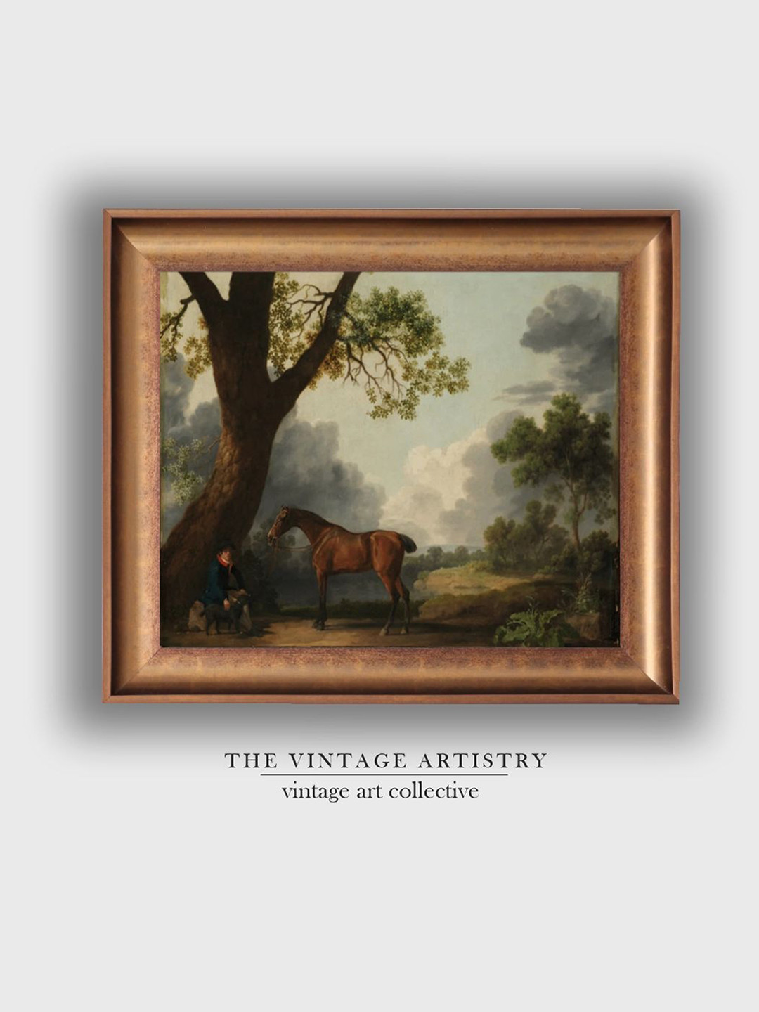 THE VINTAGE ARTISTRY Brown Victorian horse Canvas Framed Painting Wall Art