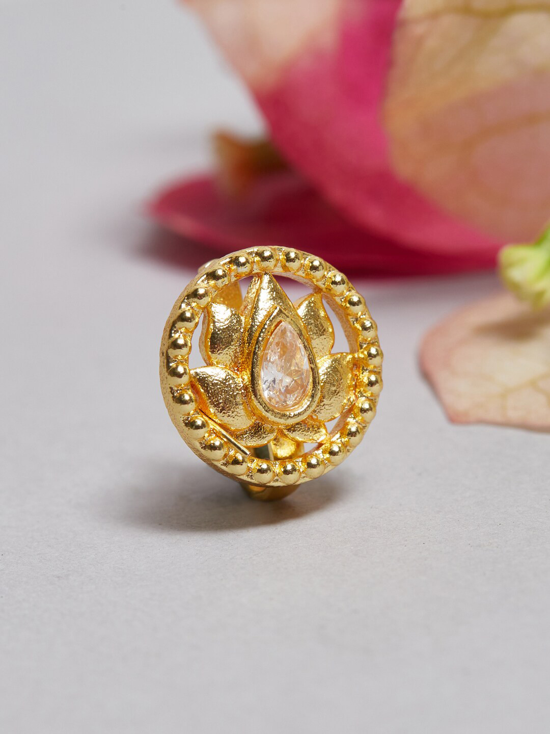 Voylla Gold-Plated Stone-Studded Clip-On Nose Pin