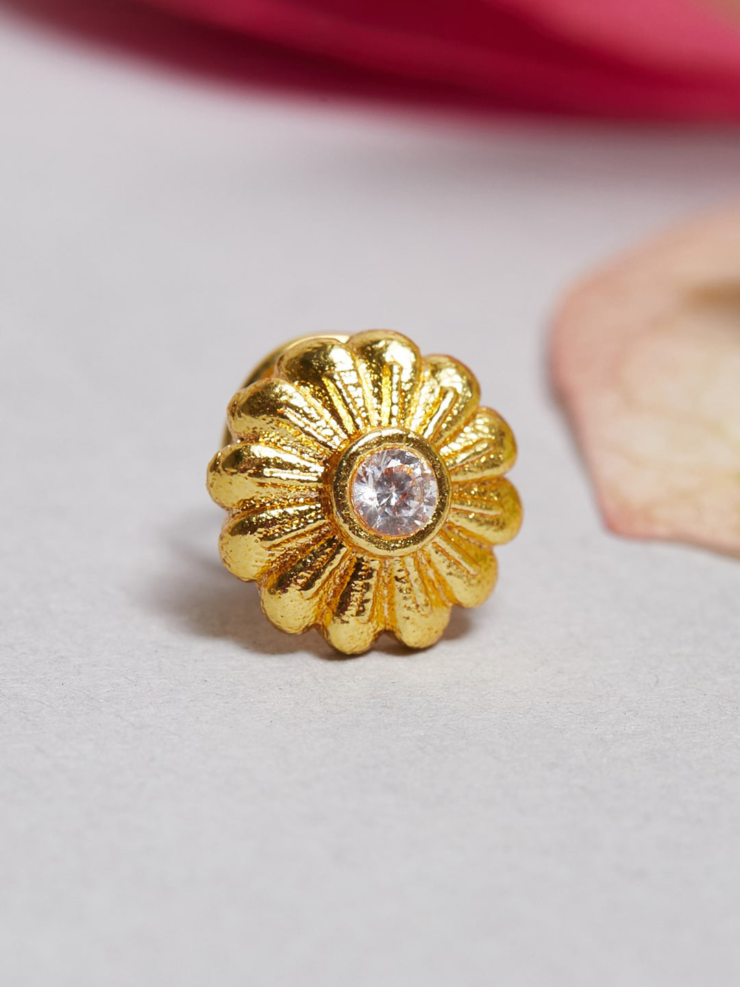 Voylla Gold-Plated Stone-Studded Clip-On Nose Pin