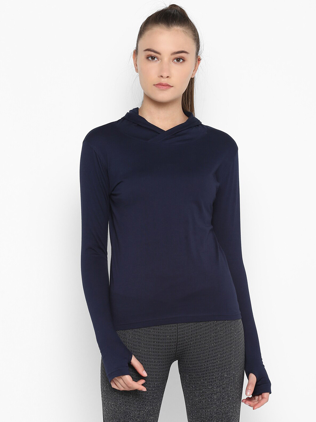 appulse Hooded Thumb Open Long Sleeve Slim Fit Sports T-shirt