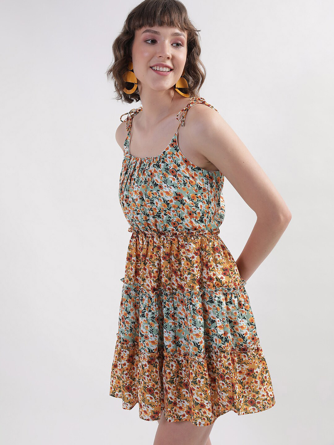 ELLE Floral Print Fit & Flare Dress