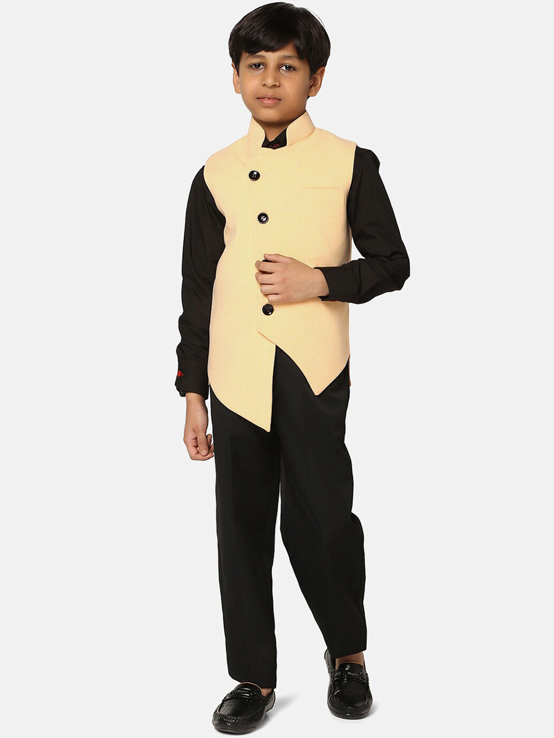 TAHVO 3-Pcs Short Kurta With Trouser & Nehru Jacket