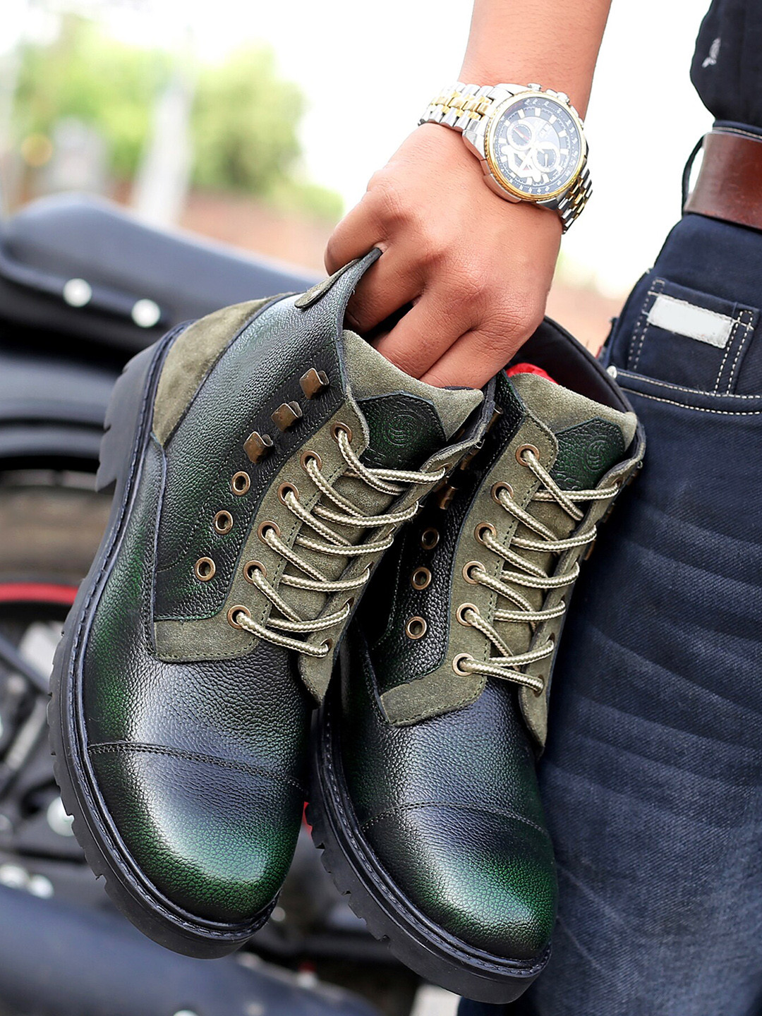 bacca bucci Men Leather Hiking Boots