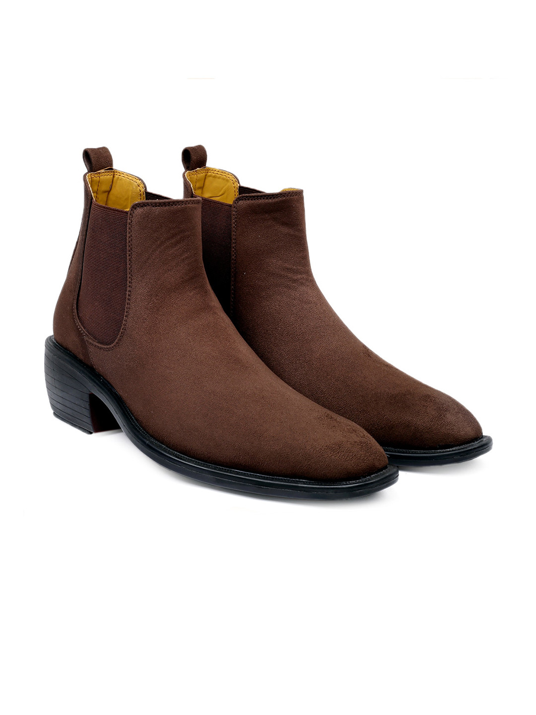 Bxxy Men Mid Top Block-Heel Height Increasing Chelsea Boots