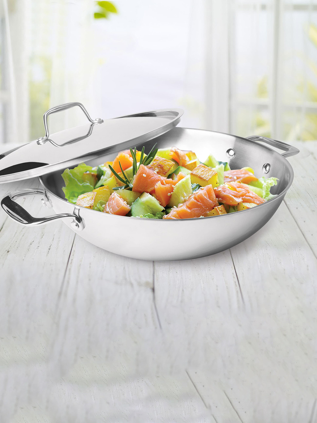 Milton Pro Cook Triply Stainless Steel Kadhai With Lid 28 cm 4.6 L