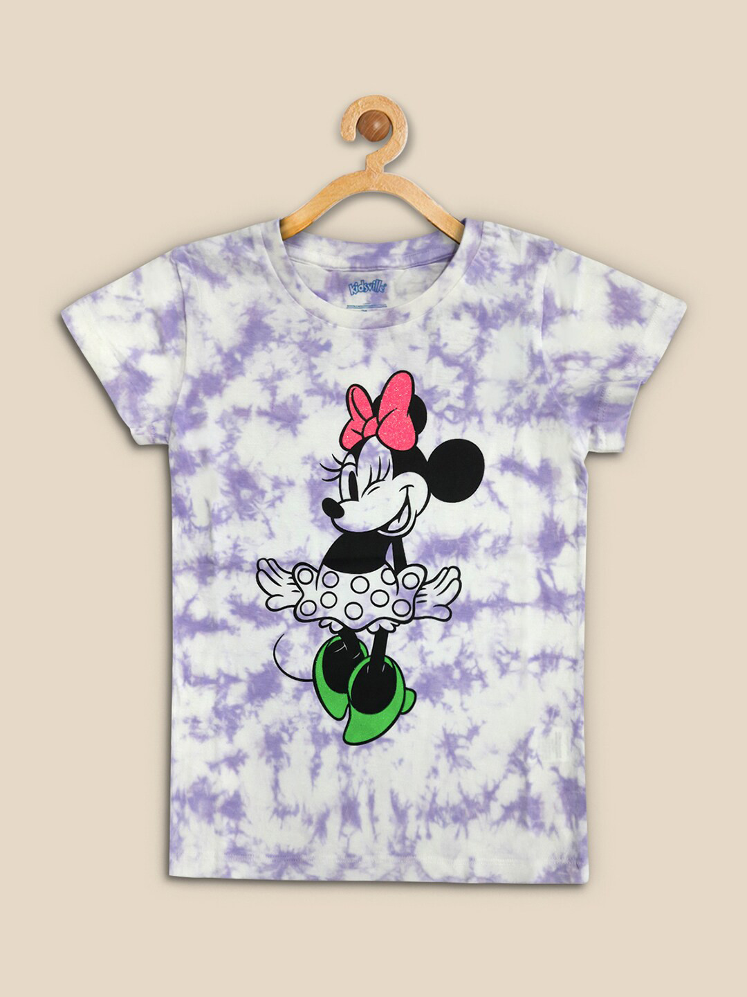 Kids Ville Girls Mickey & Friends With Tie Dye Printed Cotton T-Shirt