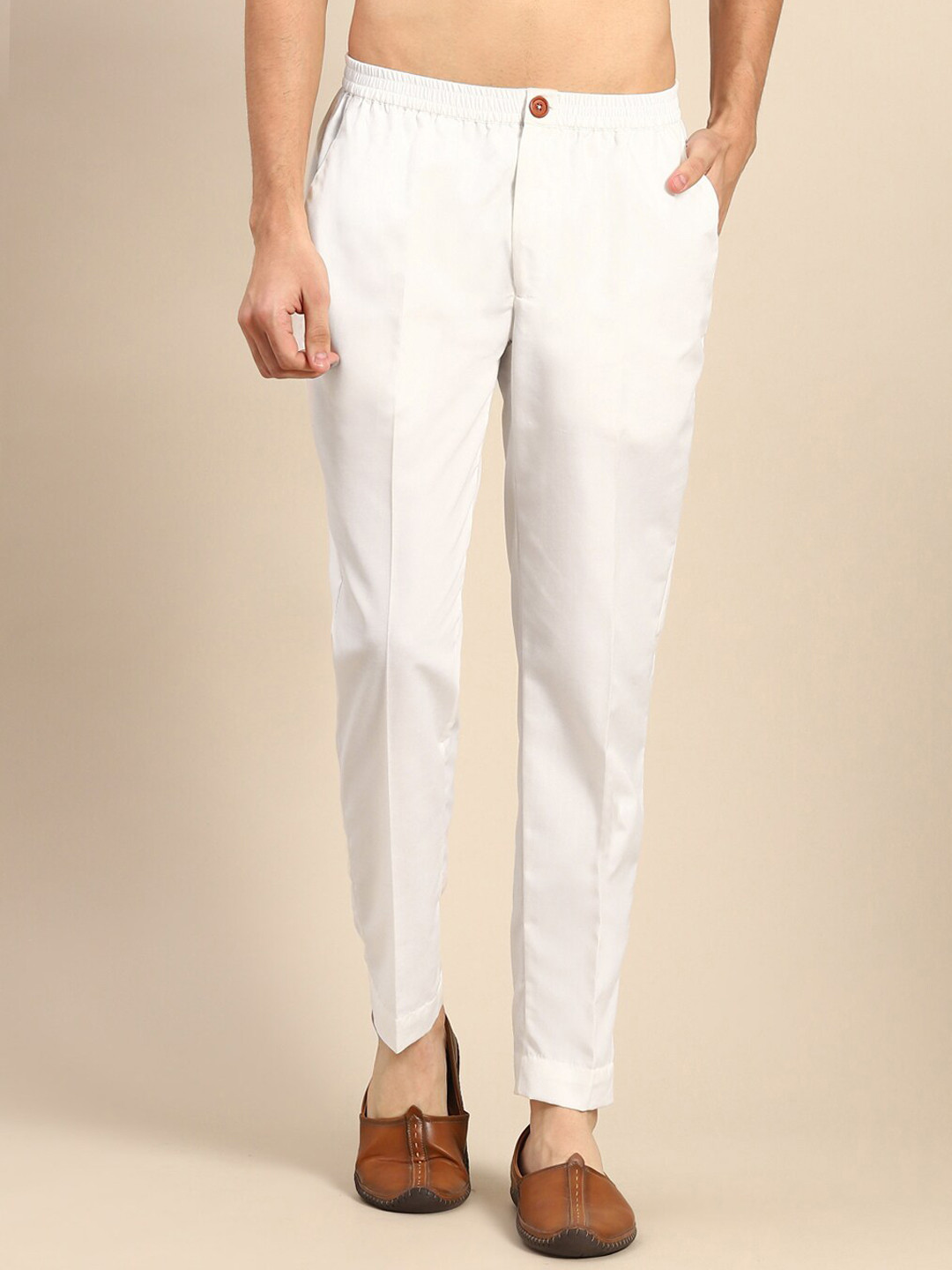 KISAH Men Relaxed Straight Leg Mid Rise Plain Trousers