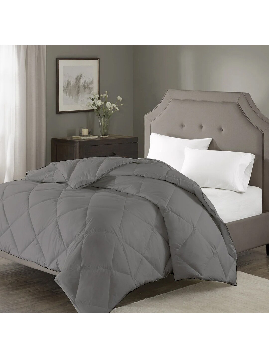 RAZZAI Grey Microfiber AC Room 150 GSM Double Bed Comforter