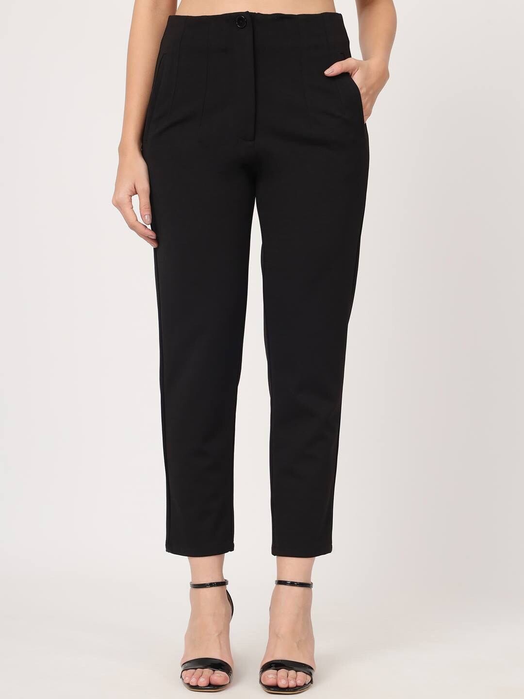 Beatnik Women High-Rise Cropped Length Plain Trousers