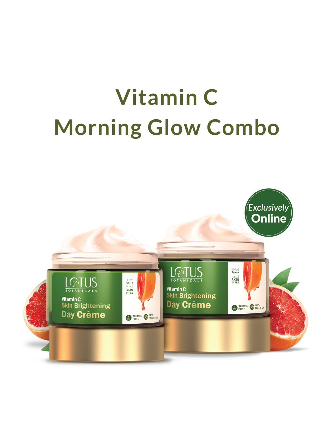 Lotus Botanicals Set Of 2 Vitamin C SPF25 PA+++ Skin Brightening Day Creme - 50g Each