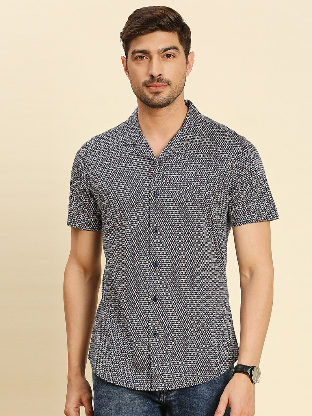 Moda Rapido Classic Fit Geometric Printed Opaque Casual Shirt