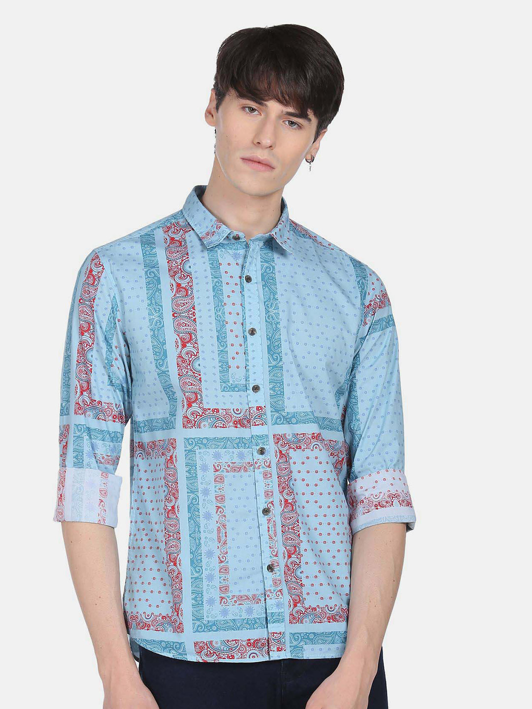 Flying Machine Ethnic Motif Printed Cotton Casual Shirt