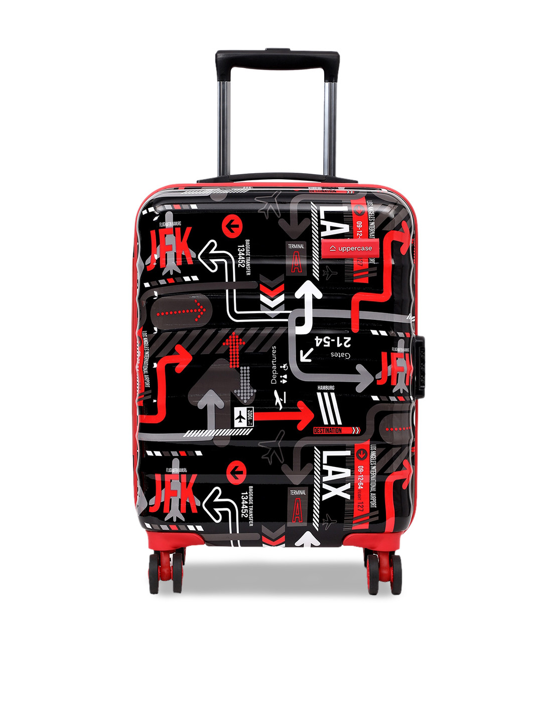 uppercase Printed Hard-Sided Cabin Trolley Suitcase
