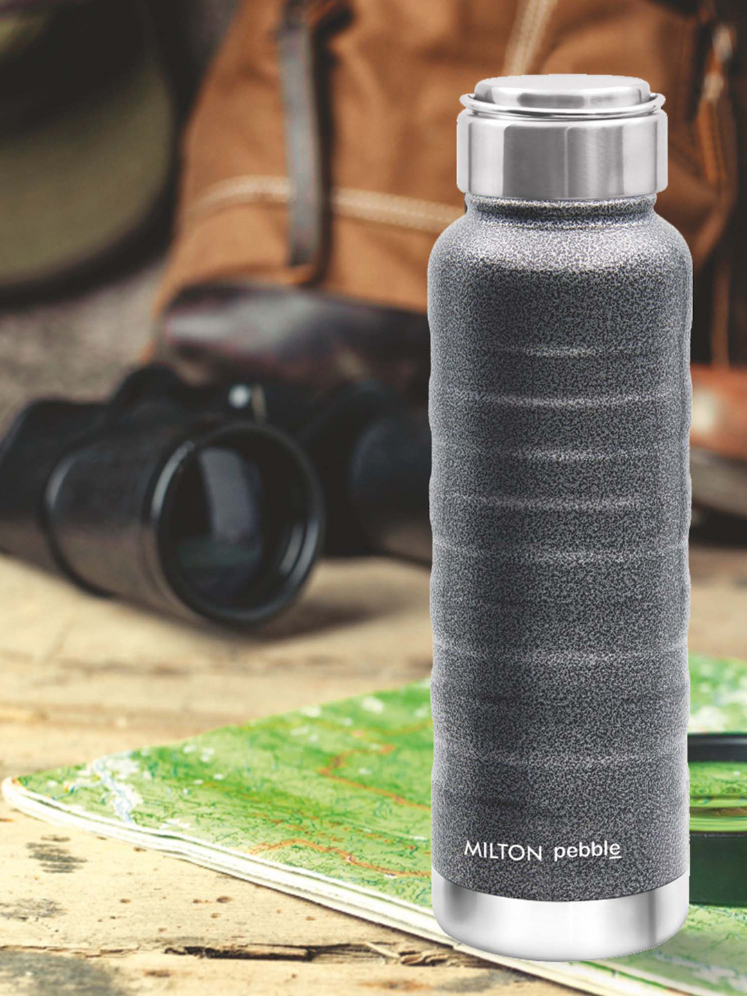 Milton Pebble Grey Solid Thermosteel Double Wall Vacuum Water Bottle - 530ml