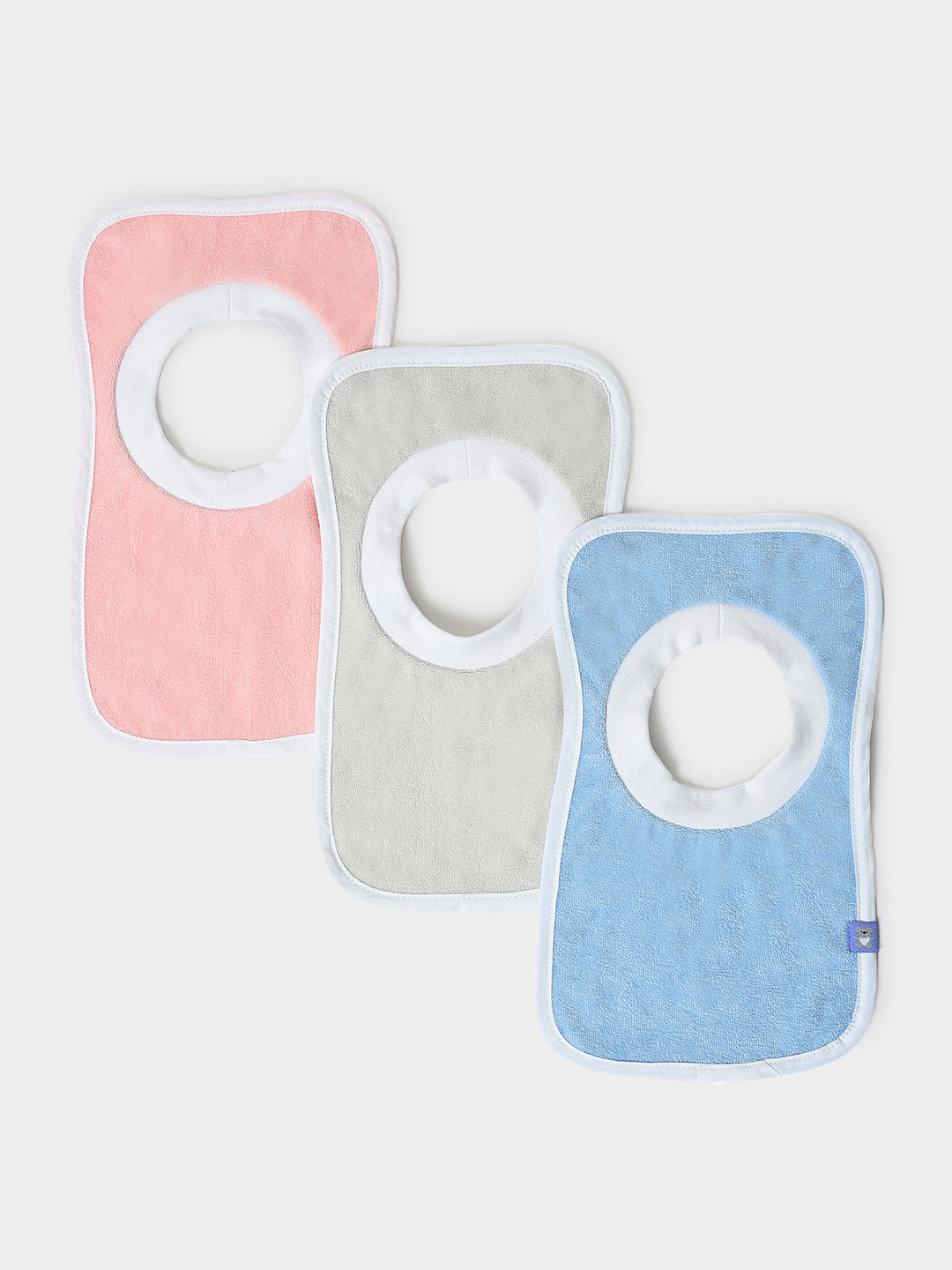 MiArcus 100% Cotton Solid Feeding Pullover Bib 0-3 Months (Pk Of 3) - Pastel Multi