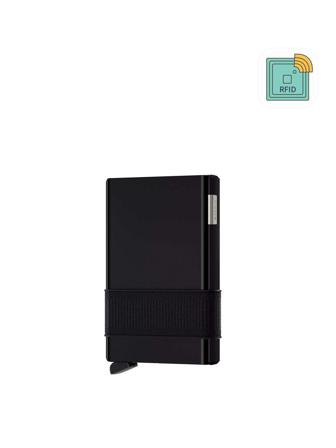 SECRID Black Cardslide with Elastic Moneyband Wallet