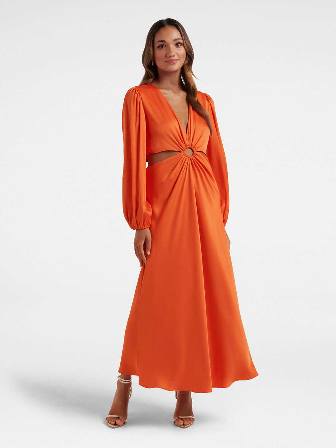 Forever New Cut Out Satin Maxi Dress