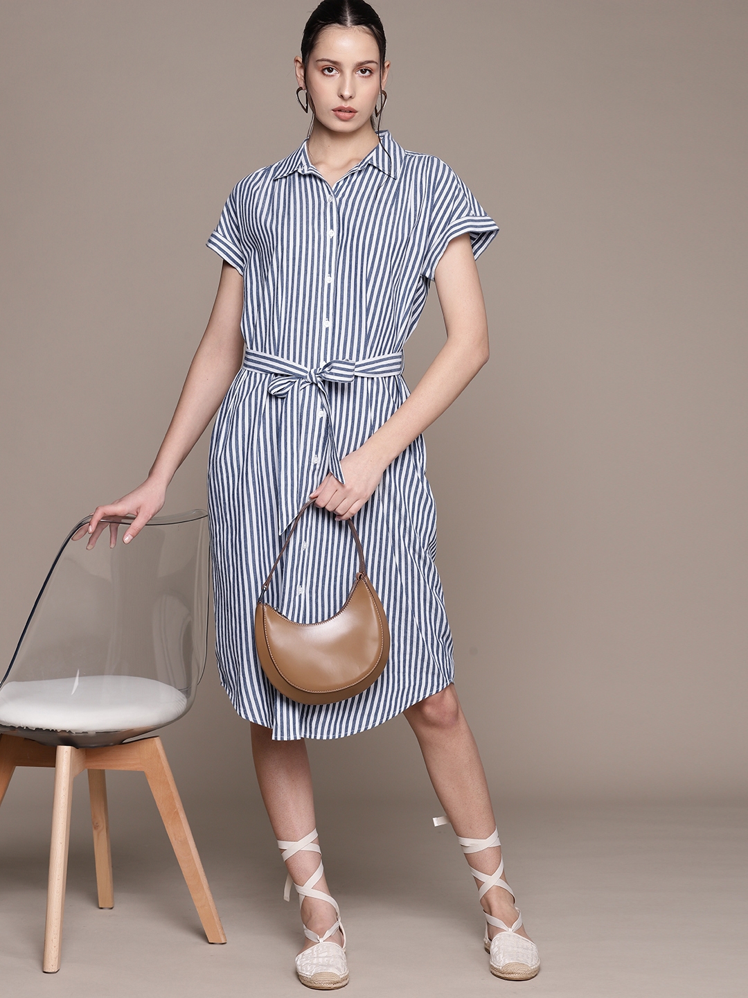 Buy Macy s Style Co Women Striped Shirt Dress Belt Dresses for Women 22568896 Myntra